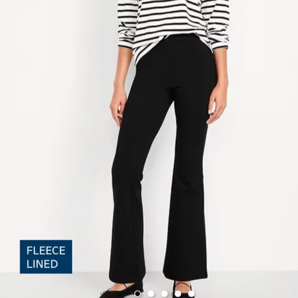 NEW Old Navy M BLackjack High Waisted Fleece Lined Flare Leggings - Picture 1 of 6
